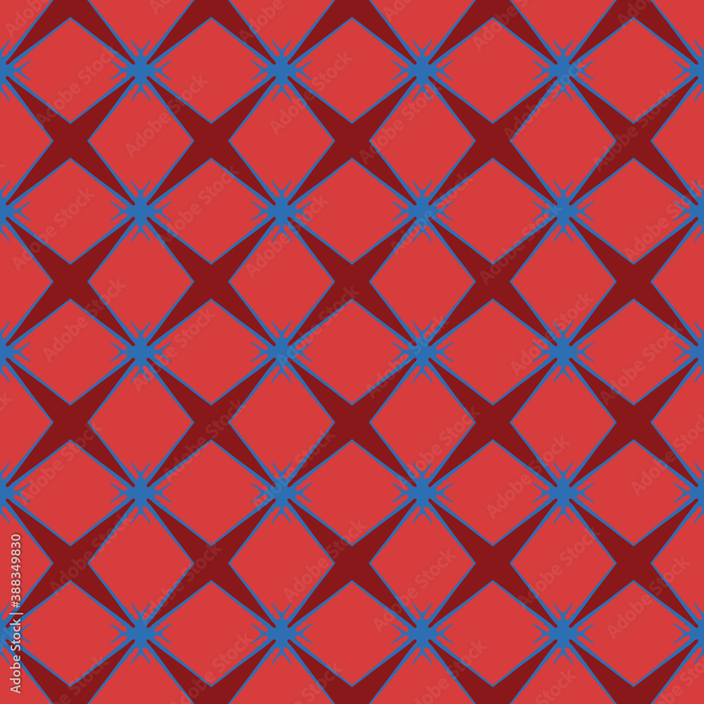 Vector seamless pattern texture background with geometric shapes, colored in red, blue colors.