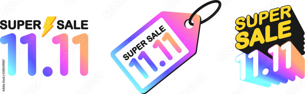 Fototapeta premium Super sale 11.11 tag icon promotion