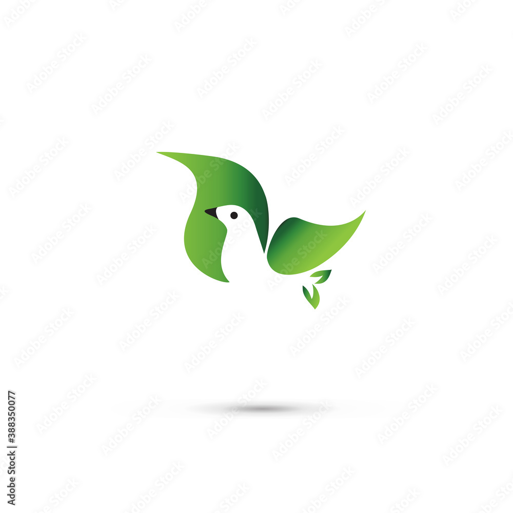 Logo bird leaf minimalistic vector image Logo bird leaf minimalistic vector image