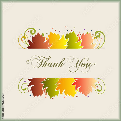 Autumn colorful fall leaf season thank you greetings card holidays celebrations logo design vector image