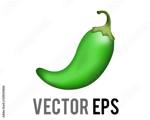 vector green curled Mexican chili pepper emoji icon with green stem