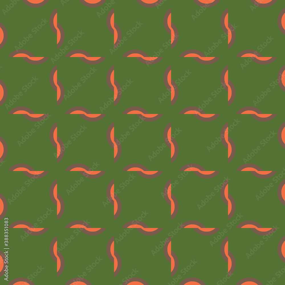 Vector seamless pattern texture background with geometric shapes, colored in green, orange, brown colors. Vector seamless pattern texture background with geometric shapes, colored in green, orange, brown colors.