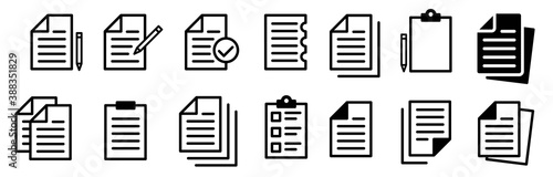 Document Symbol Set. Document vector icons isolated design. Paper document page icon. Edit document symbol, logo illustration. Flat style icons set.Vecor photo
