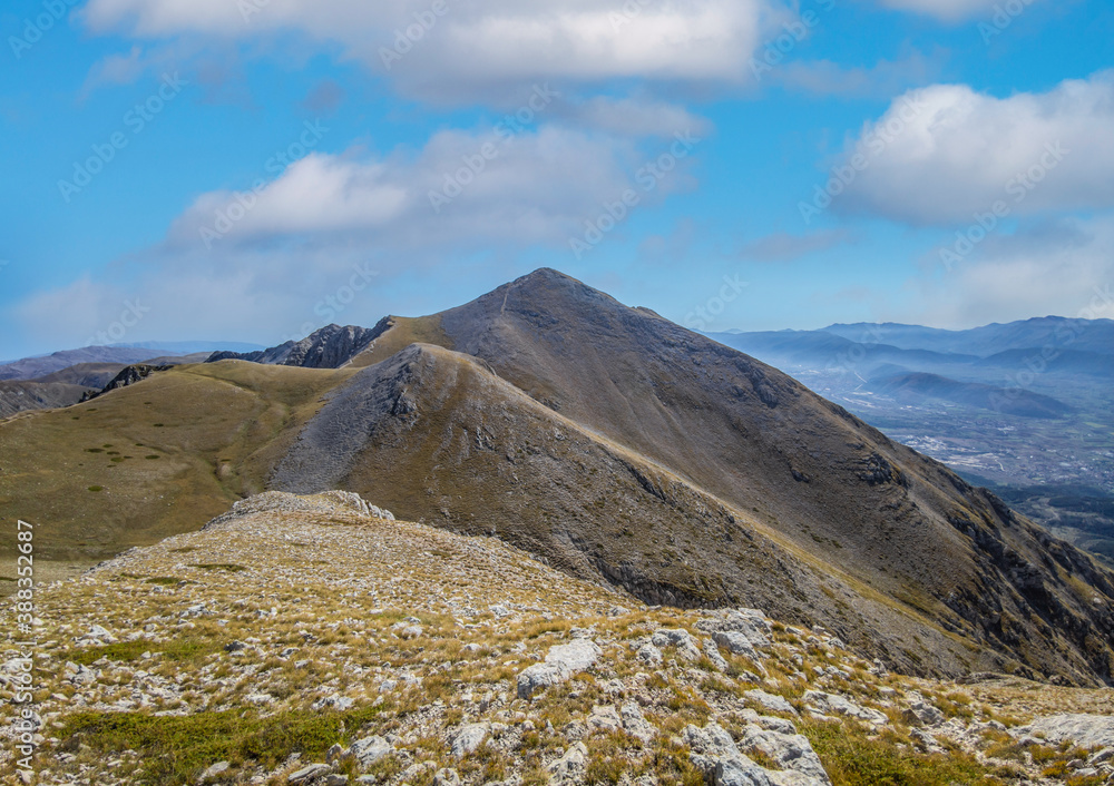 Monte Velino (Italy) - The beautiful landscape summit of Mount Velino, one of the highest peaks of the Apennines with its 2487 meters. In the Sirente-Velino natural park, Abruzzo region.