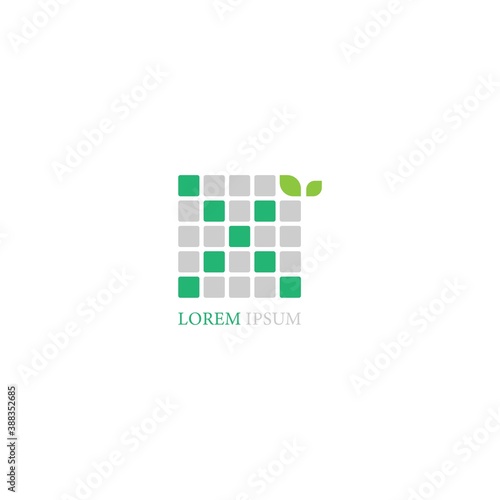 Letter X logo icon with leafs on squares design