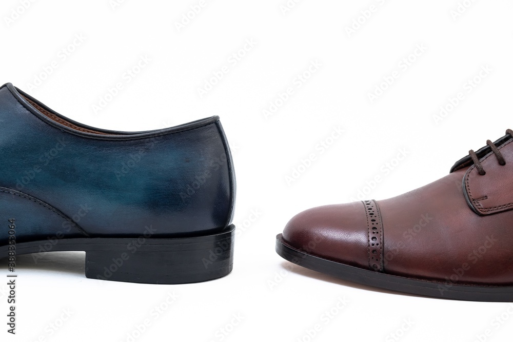 blue and brown classic shoes on a white background blue and brown classic shoes on a white background