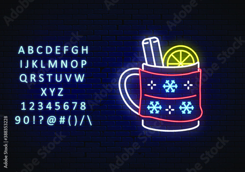 neon icon, Hygge, a cup of hot mulled wine