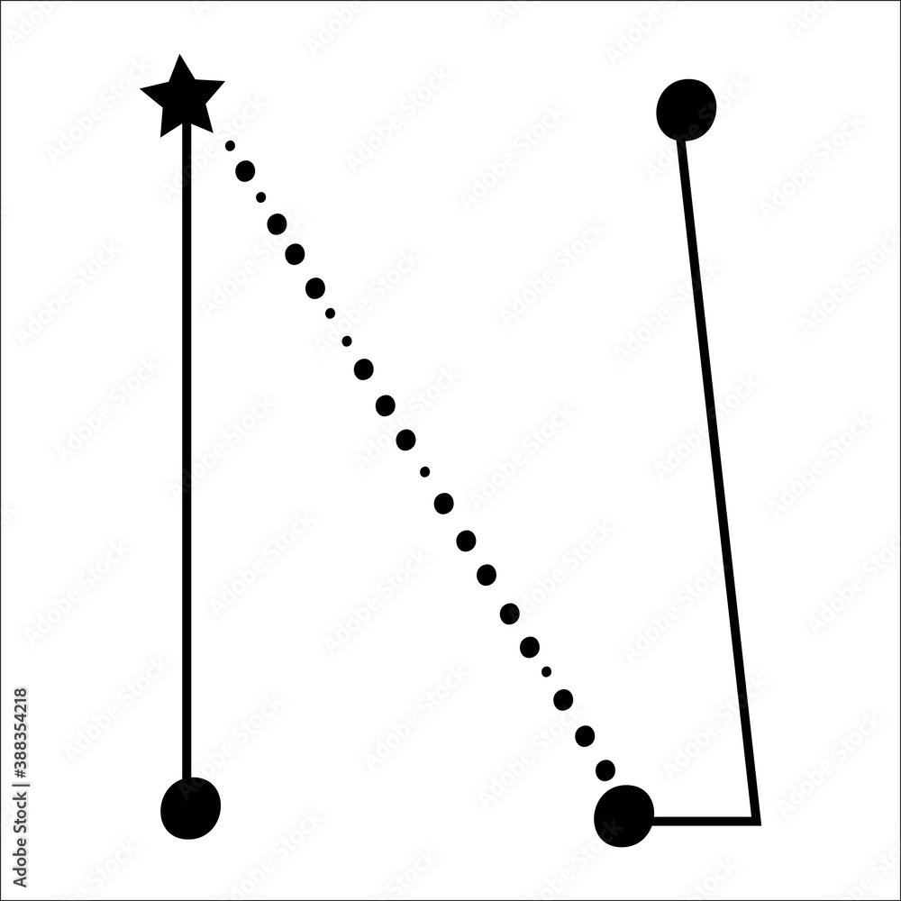 Constellation themed letter N. Dots and star line art. Vector illustration. Constellation themed letter N. Dots and star line art. Vector illustration.