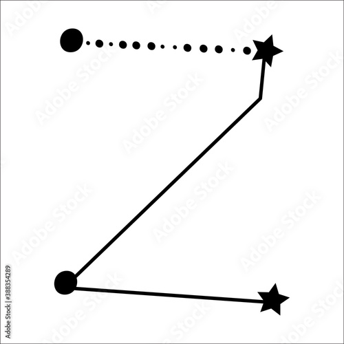 Constellation themed letter Z. Dots and star line art. Vector illustration.