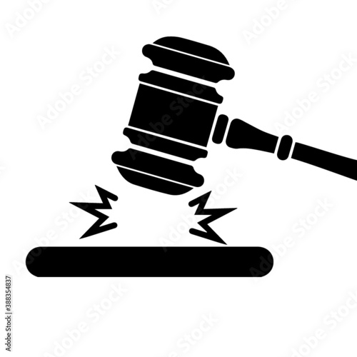 A wooden judge gavel and soundboard isolated on white background