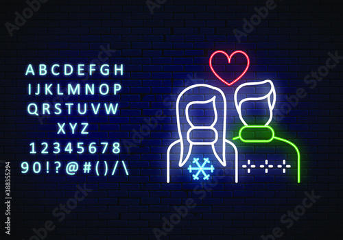 neon icon, Hygge, couple in love