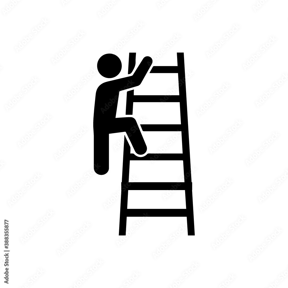 Man on Stairs going up. Flat web icon or sign isolated on grey background. Collection modern trend concept design style vector illustration symbol Man on Stairs going up. Flat web icon or sign isolated on grey background. Collection modern trend concept design style vector illustration symbol