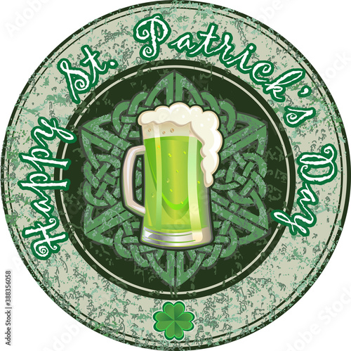 Green St. Patrick's Day beer with clover