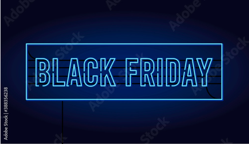 black friday sale banner with neon light lettering