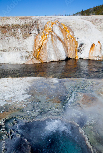 Blue Star Spring and Cascade Geyser, Yellowstone Park, US, 2020 photo