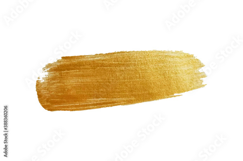 Gold brush stroke, for leaflets, booklets, postcards. Vector shiny, sparkling element for your designs.