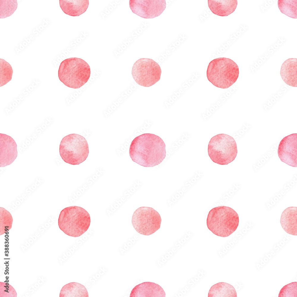 Red Polka dot Watercolor seamless pattern on white background Red Polka dot Watercolor seamless pattern on white background