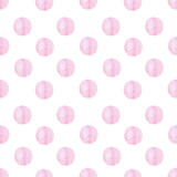 Pink Polka dot Watercolor seamless pattern on white background