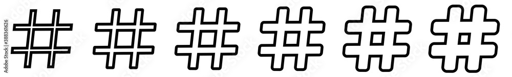 Obraz premium Hash Icon Set | Hash Tag Vector Illustration Logo | Hash Isolated Collection