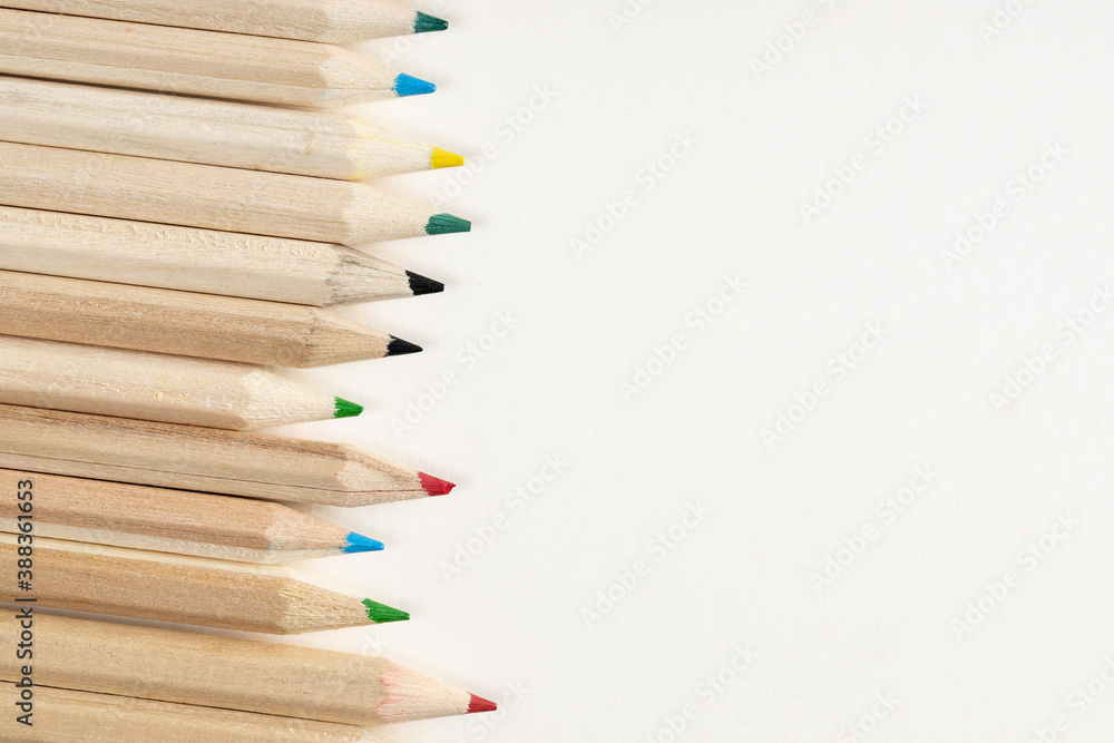 Close up of multicolored wooden pencils Close up of multicolored wooden pencils
