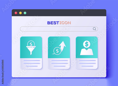 Set Financial growth and coin, Lead management and Business man planning mind icon. Vector.