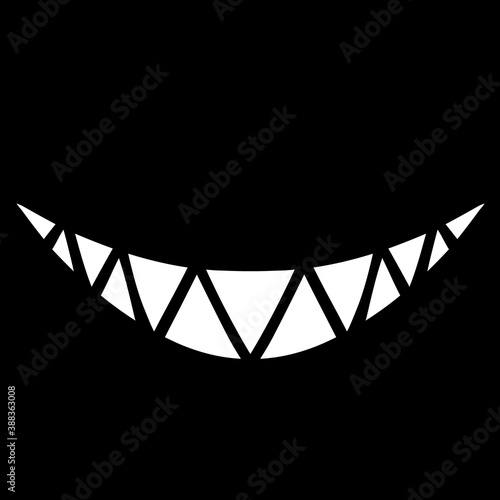 the smile of a monster with sharp fangs
