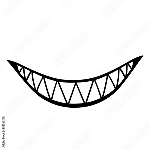 the smile of a monster with sharp fangs