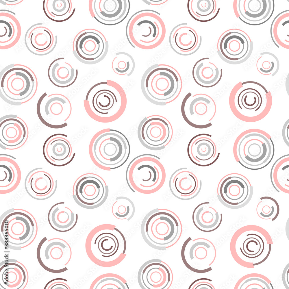 Circles, seamless pattern. Design for cover, fabric, wrapping paper, background, wallpaper. Vector