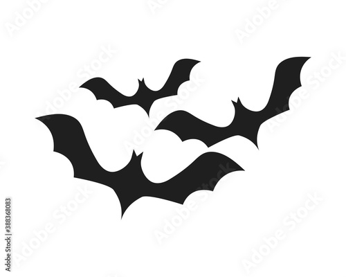 halloween bats flying isolated icons