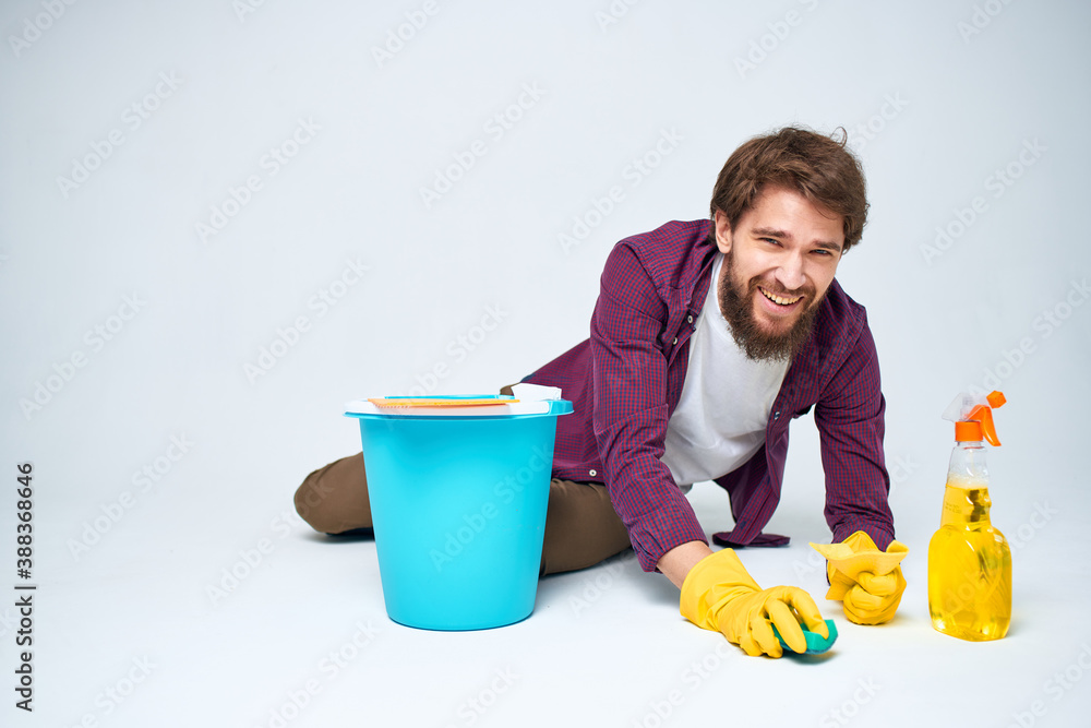 cleaner in rubber gloves washing floors housework light background cleaner in rubber gloves washing floors housework light background