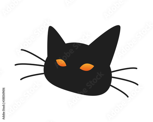 halloween cat black head isolated icon