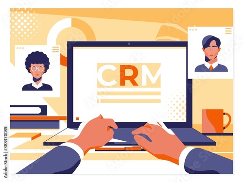 Customer relationship management concept background. CRM vector illustration