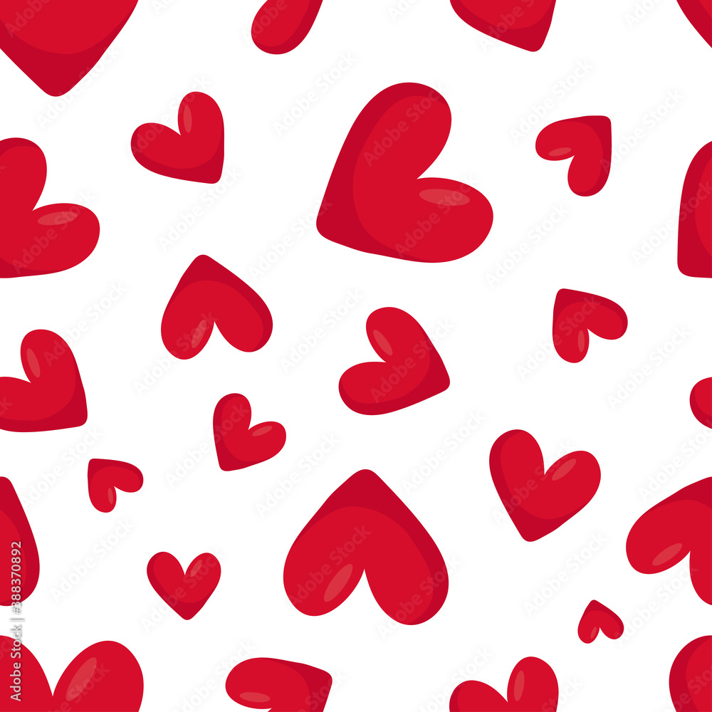 Red hearts seamless pattern for textile and paper design. Vector illustration. Red hearts seamless pattern for textile and paper design. Vector illustration.