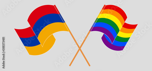 Crossed flags of Armenia and LGBTQ