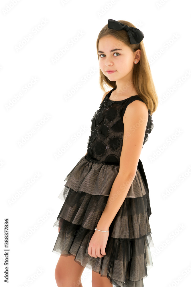 Schoolgirl portrait of teenage girl close-up. Isolated on white Schoolgirl portrait of teenage girl close-up. Isolated on white