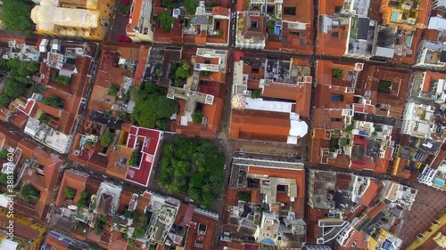 Wallpaper Mural Aerial top down view of historical buildings in the Old Town of Cartagena in the Caribbean Coast Region, Bolivar Department, Colombia.  Torontodigital.ca