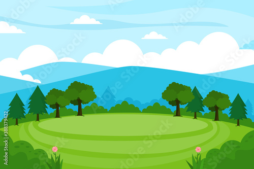 landscape with mountains and blue sky vector illustration © Siamil Desain