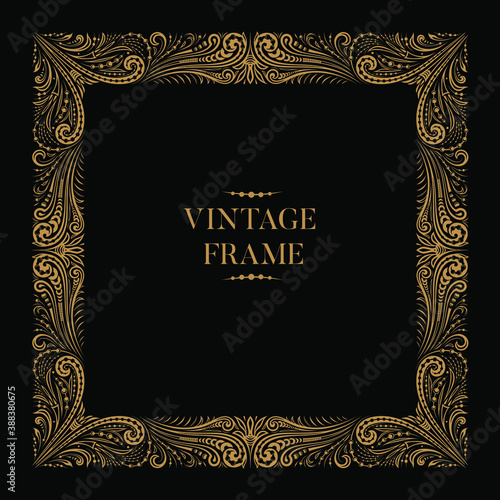Vintage square ornamental openwork lace floral frame 