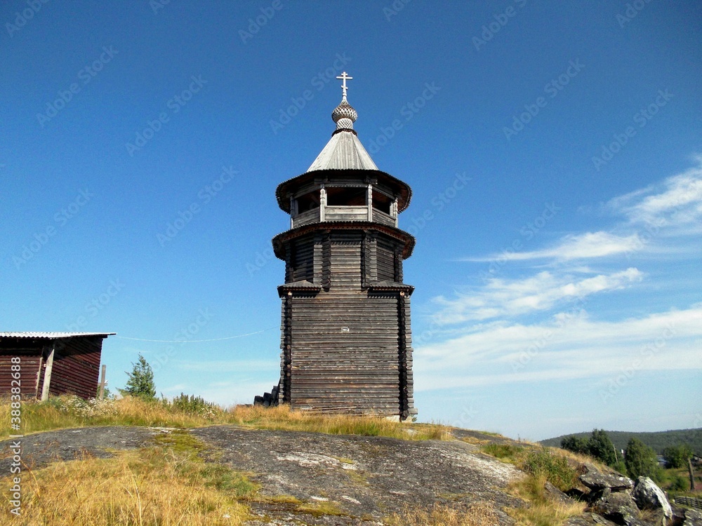 Russia, North Karelia, the village of Chupa, a wooden chapel
