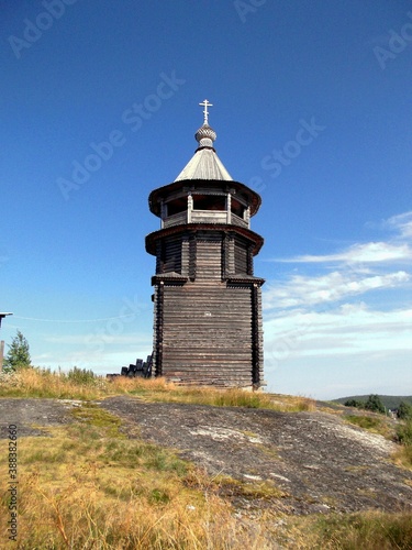 Russia  North Karelia  the village of Chupa  a wooden chapel