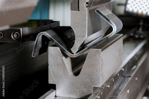 Modern hydraulic metal bending machine in a metallurgical plant