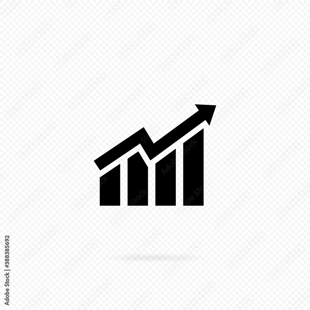 Ascendant bars graphic icon with rising arrow. Histogram icon in black. Infographic. Chart icon. Upward graph arrow chart vector flat, grow, gain, improvement, bar, diagram. Ascendant bars graphic icon with rising arrow. Histogram icon in black. Infographic. Chart icon. Upward graph arrow chart vector flat, grow, gain, improvement, bar, diagram.