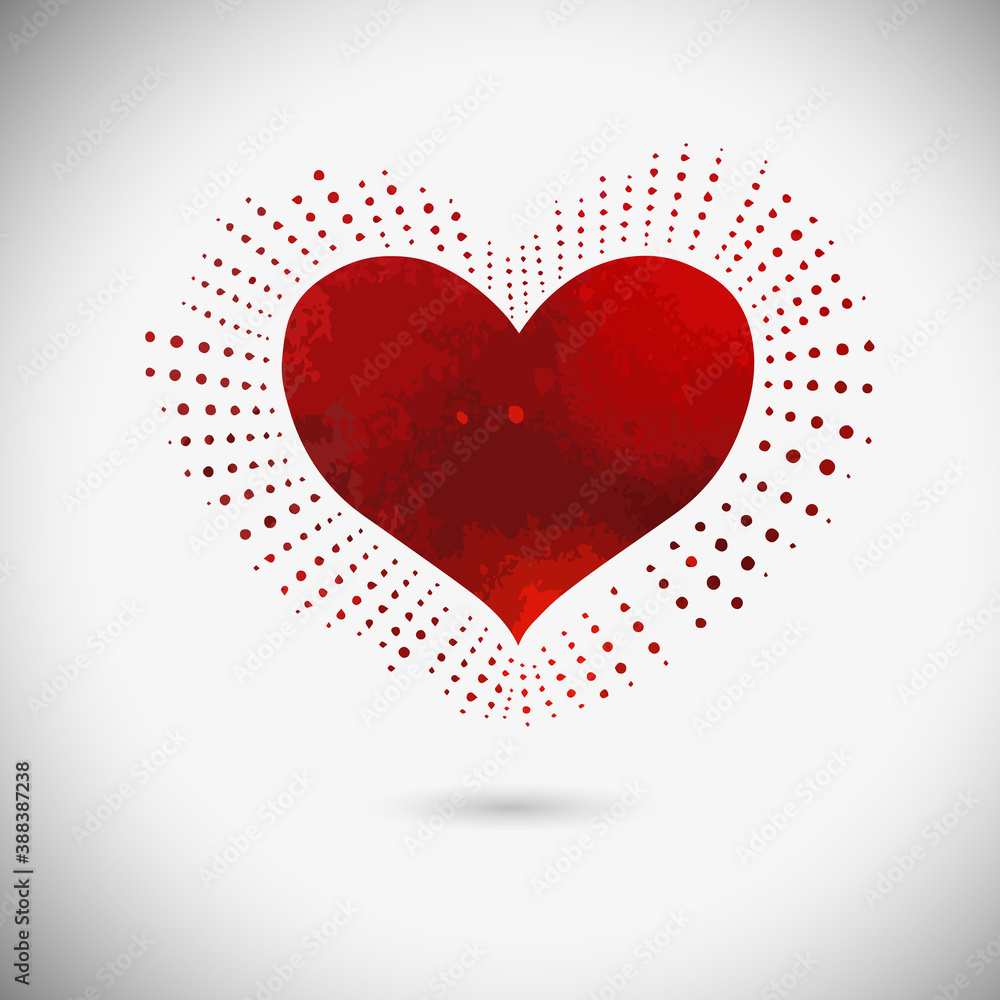 Red beautiful heart. Heart tattoo object. Valentine sign. Design element. Vector illustration.