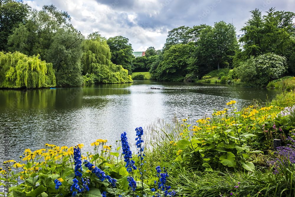 View of Orsted park (Orstedsparken, 1879) a public park in central