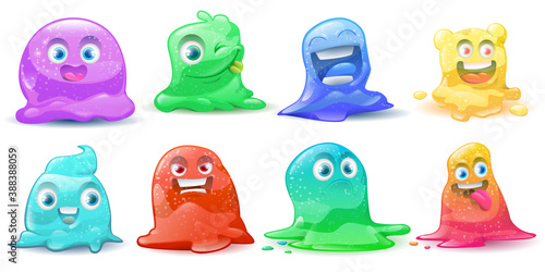 Set of  little cute cartoon colorful glitter