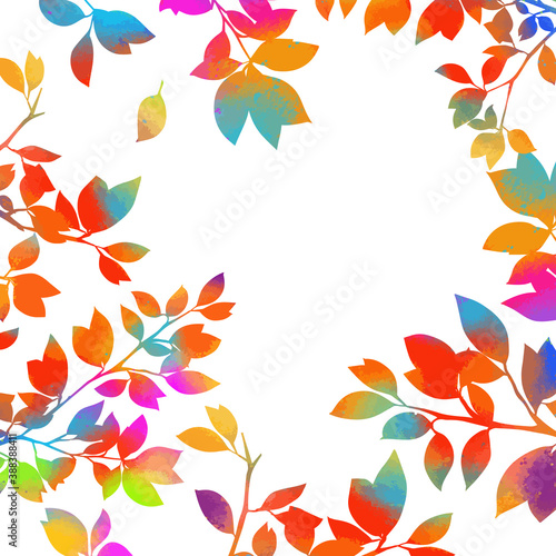 Background frame made of colorful leaves. Vector illustration