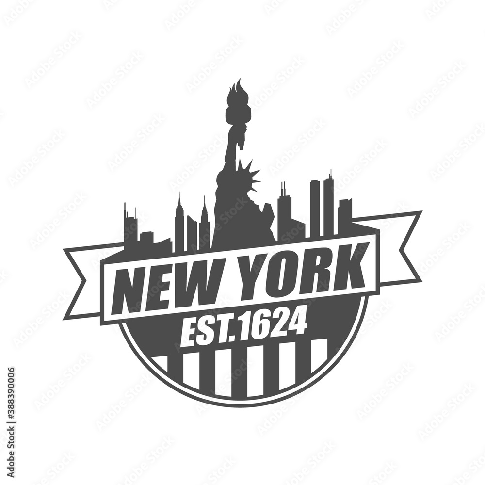 Vector logo, badge, symbol, icon template design New York and America Theme
