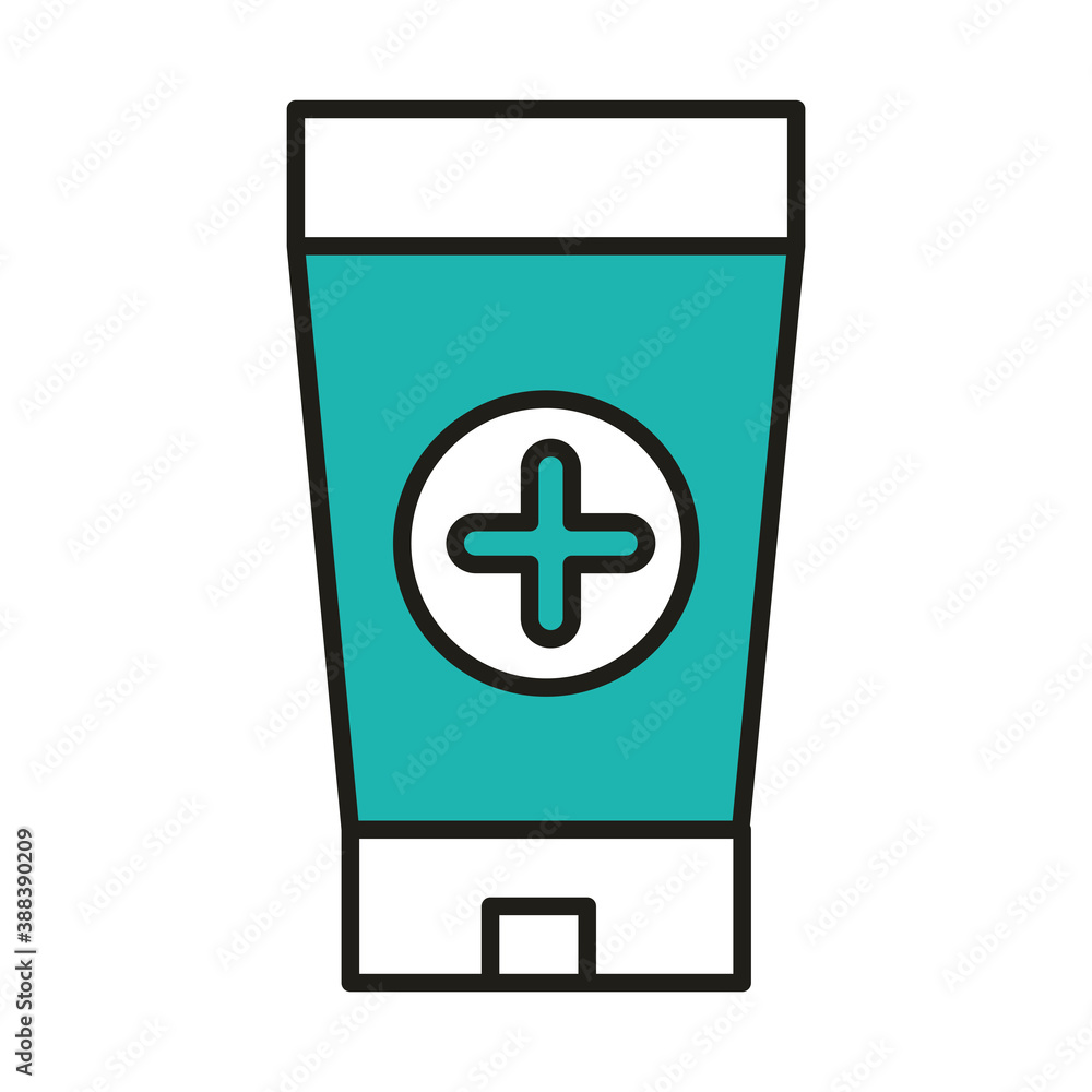 Fototapeta premium virus protection medical lotion tube medication line and fill icon