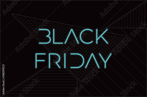 Fotografie Black Friday Glowing Neon Sign Style Wide Unlinked Logo Lettering End of Season