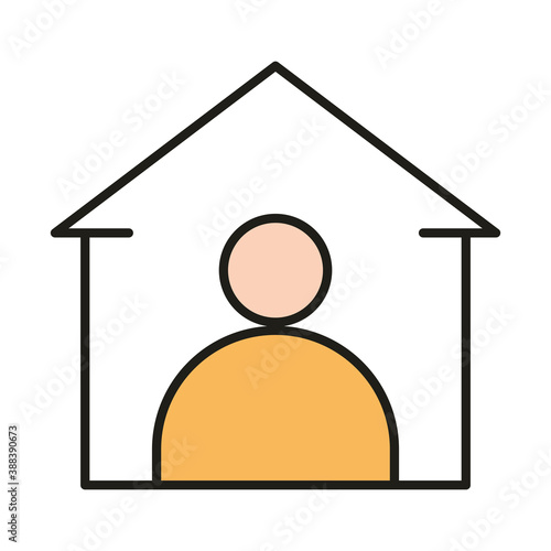 virus protection, measure prevention stay at home quarantine line and fill icon